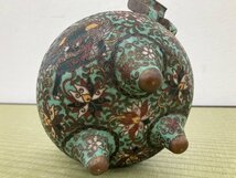 唐草花文七宝香炉 三足香櫨 銅線七宝 蓋物 茶道具 骨董品 美術品 5224vfyS_画像7