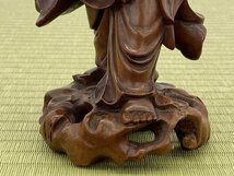 唐物 龍眼木 蝦蟇仙人彫刻 木彫 細密彫刻 骨董品 古美術品 5058ueyN_画像9