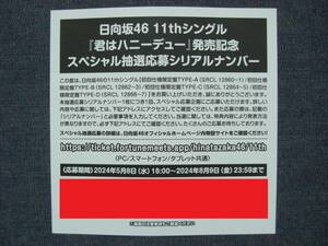 ★日向坂46★君はハニーデュー スペシャル抽選応募シリアルナンバー 応募券 1枚★一次応募可能