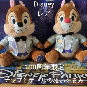 Disney チップ と デール ぬいぐるみ 100 周年 限定 プラチナム コレクション 新品 タグ 付 ディズニー ランド