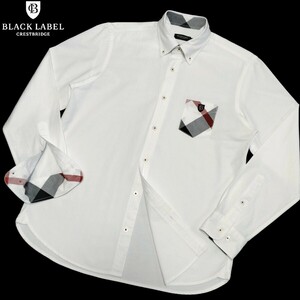  Black Label k rest Bridge #CB check using /CB embroidery L size white oxford long sleeve BD shirt BLACK LABEL CRESTBRIDGE