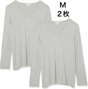 ２枚組 マルチパック Tシャツ ジャージー素材 V ネック 長袖サイズＭ