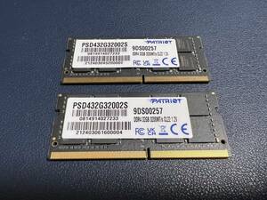 【未使用・2枚セット】SODIMM DDR4 32GB 2枚セット 3200MHz PSD432G32002S ノートパソコン用メモリ