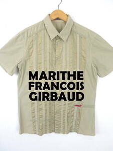 00s Мали te franc sowa Jill bo-* полоса переключатель рубашка с коротким рукавом L * Marithe + Francois Girbaud Y2K Tec серия Old мужской Denim 