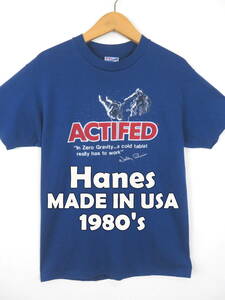 80s Hanes ヘインズ USA製 ★ 抗ヒスタミン剤 Tシャツ L ★ シングルステッチ アメリカ製 宇宙飛行士 薬 風邪薬 Actifed ビンテージ アポロ