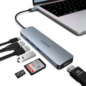 【新品未使用】HOPDAY 7 in 1 USB ハブ USB Cアダプター 4K HDMI出力 100W PD出力USB 3.0