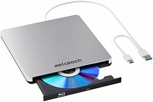 【新品未使用】外付けCD DVD ドライブUSB 3.0+Type-c ポータブル CD/DVDドライブ