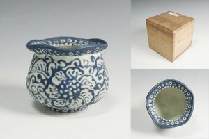 京阿蘭陀 デルフト 筒盃 合箱 ぐいのみ 酒器 保証品 ◆11152YS