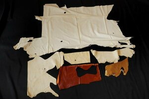 ⑥ armour . purchase original leather edge torn 6 sheets ocher white color red tea color leather leather is gire leather craft 