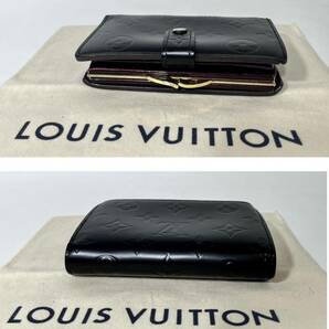 【美品】LOUIS VUITTON モノグラム ポルトフォイユヴィエノワ がま口 二つ折り財布 マットブラック アマラント 4007ヴェルニ の画像3