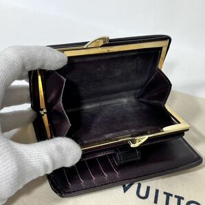 【美品】LOUIS VUITTON モノグラム ポルトフォイユヴィエノワ がま口 二つ折り財布 マットブラック アマラント 4007ヴェルニ の画像6