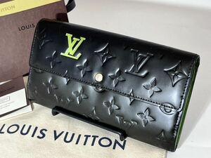 【美品】ルイヴィトン ヴェルニ 長財布TH0039 ポルトフォイユサラ モノグラム LOUISVUITTON マットブラック 男女兼用