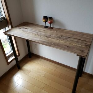 【オーダーメイド】150×45 カウンターテーブル　ウォールナット　　無垢材　アイアン脚