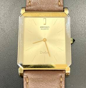 SEIKO DOLCE Dolce 7730-5020 men's wristwatch operation goods Gold face square quarts operation not yet verification 