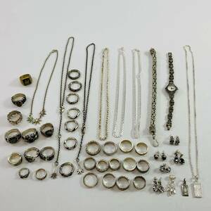 (27361)v[1 jpy start ]500g and more silver accessory 47 point set summarize 925 stamp have ring earrings necklace wristwatch large amount secondhand goods 