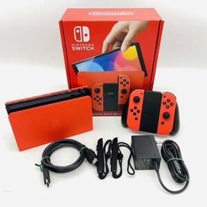 (27187)△【1円～】Nintendo Switch 有機EL HEG-001 マリオレッド 動作確認済 [任天堂/ニンテンドー]【中古品】