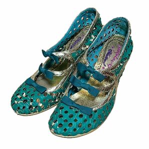 irregular choice イレギュラーチョイス グリーン リボンパンプス 37ゆ