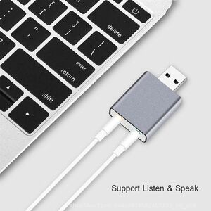 追跡あり USB サウンドカード スピーカー出力 & マイク入力 音声 サウンド ポケット ポータブル 小型 ノート パソコン (p5