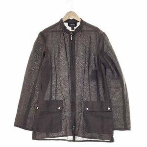 ★S Max Mara エスマックスマーラ 長袖 リネンブレンドブルゾン レディース サイズ42 ブラウン アウター ジャケット 73136 2BA/42058