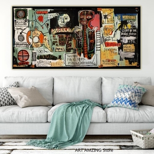 CHQ407# ジャン＝ミシェル バスキア Jean-Michel Basquiat 特大ポスター 約70cm x140cm 30×60inch キャンバス生地　アートポスター