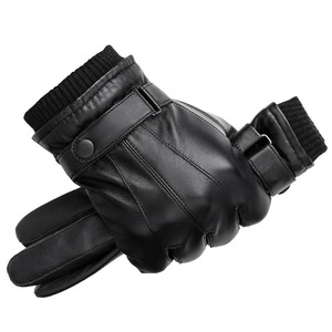 CHQ1582#メンズ 本革手袋 シープスキンレザー 防寒 冬 レザー 暖かい バイク ツーリング ブラック 黒 シンプル