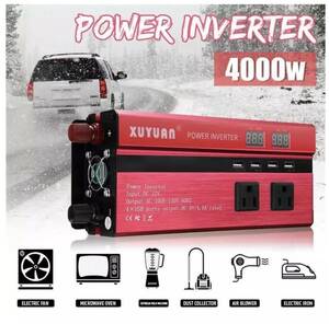 インバーター（赤）出力4000W 入力DC12V 24V 出力AC110V AC220V 選択可能 ZCL1618