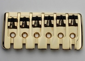 6弦ベース用ブリッジ ゴールド エレキベース カスタム 修理 交換パーツ