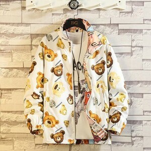 新品◆メンズ　レディース　ユニセックス　男女兼用　アウター　ジャケット　長袖　　春夏秋冬　猫　熊　リバーシブルDJ095