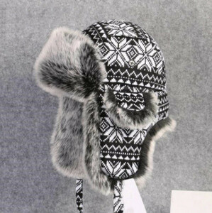 ロシアの毛皮の帽子 黒 白 爆撃機 帽子 男性 女性 耳フラップ 冬 厚く 暖かい ニット 屋外 トラッパーハット ZCL771