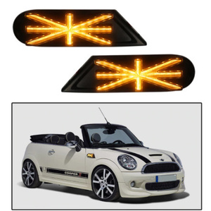 CHQ1650#1ペア アンバーダイナロゴ LED ウインカー ライト フェンダー サイドマーカー ミニクーパー R55 R56 R57