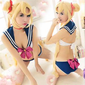  super sexy cosplay Sailor Moon manner uniform [ sailor tops * shorts 2 point set ] Mini ska lovely ribbon blue ZCL165