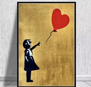 CHQ401# BANKSY バンクシー カーキ アートポスター キャンバスプリントポスター 50×70cm インテリア ポップアート 海外製 枠なし