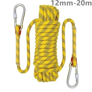 CHQ1597#ザイル 20ｍ 12mm キャンプ 屋外 ロッククライミング ロープ 救助安全ロープ ハイキング 登山 安全 軽量 耐久性 黄色 赤 青