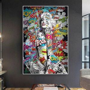 CHQ386#マリリン・モンロー　ポップキャンバスアートポスター　50×70cm インテリア　雑貨