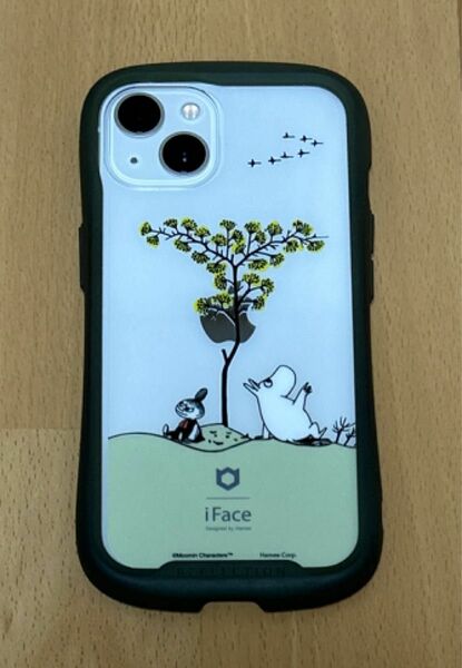 【即日配送】iPhone13 iFace Reflection 強化ガラスクリアケース（カーキー）＋インナーシート（ムーミン）