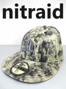 希少/NITRAID:ナイトレイド/NEW ERA:ニューエラ/アーチロゴ刺繍 デジタルカモフラージュ柄 ベースボール キャップ/7ハーフ(59.6cm)/帽子