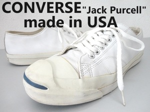 90's ヴィンテージ/USA製/CONVERSE:コンバース/jack purcell:ジャックパーセル/レザー スニーカー/ホワイト/8.5(26.5ｃｍ)/アメリカ製/ct70