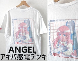 アキバ感電デンキ■遊人■ANGEL：エンジェル プリント Tシャツ■ホワイト■XLsize■アニメTシャツ