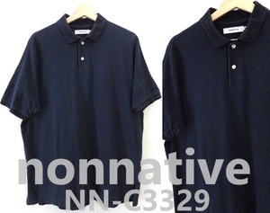 nonnative:ノンネイティブ/NN-C3329/CLERK POLO S/S SHIRT COTTON PIQUE/ドルマンスリーブ コットン 鹿の子 ポロシャツ/ネイビー/size2