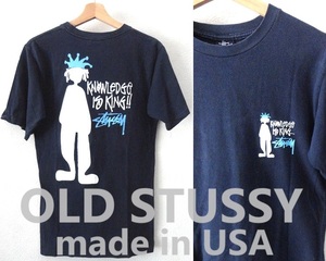 90's ヴィンテージ/USA製/OLD STUSSY:オールド ステューシー/両面 シャドーマン プリント Tシャツ/ネイビー/Ssize/米国製 シャドウマン