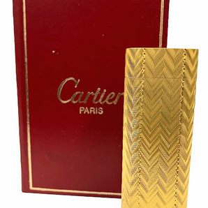 ☆彡1円 スタート ■中古(ジャンク扱い)■ Cartier カルティエ オーバル ローラーガスライター 喫煙具 20金メッキ 着火確認済の画像1