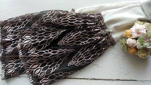 0 double gauze hand made stole black & beige group floral print stretch chu-ru race decoration 0