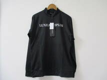 ☆LUXE AKM PLUS/リュクスエイケイエムプラス☆未使用 フロントロゴモックネック長袖Tシャツ サイズ：L ブラック ゴルフ トレーニング ジム_画像1