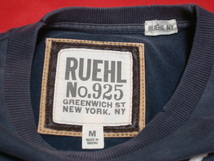 ■貴重!未使用品!ダメージ加工!■RUEHL No.925 / ルール No.925■パッチワーク＆刺繍ロゴTシャツ■ブルーグレイ/紺系■アバクロ■_画像3