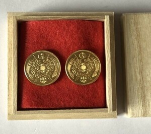 * old 5 jpy gold coin Meiji 21 year Meiji 30 year 2 sheets tree boxed 