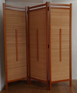 # screen # hippopotamus Sakura natural wood #3 ream divider partitioning screen 3 sheets type partition frame light brown finishing middle part natural bamboo use height approximately 150cm