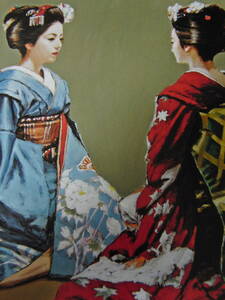 Art hand Auction Yoshitaro Araki, Two Maiko (seated statue), Carefully Selected, Rare art books and framed paintings, Popular works, New, Japanese frame included, In good condition, Japanese painter, Painting, Oil painting, Portraits