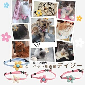 送料無料 お花 首輪 デイジー 猫 小型犬 選べるカラー/ 犬 かわいい おしゃれ フラワー ひまわり ペット ピンク ホワイト イエロー ブルー