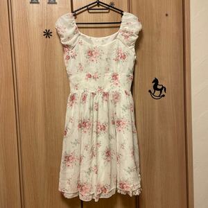  with translation [ including carriage ]1200 jpy start *2 L'Est Rose L'EST ROSE. road classical puff sleeve floral print One-piece Gothic and Lolita Lolita . series hem fray equipped 