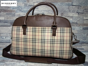 Burberry Burberry noba проверка Logo печать кожа парусина 2WAY путешествие сумка "Boston bag" ручная сумочка сумка унисекс путешествие сумка 